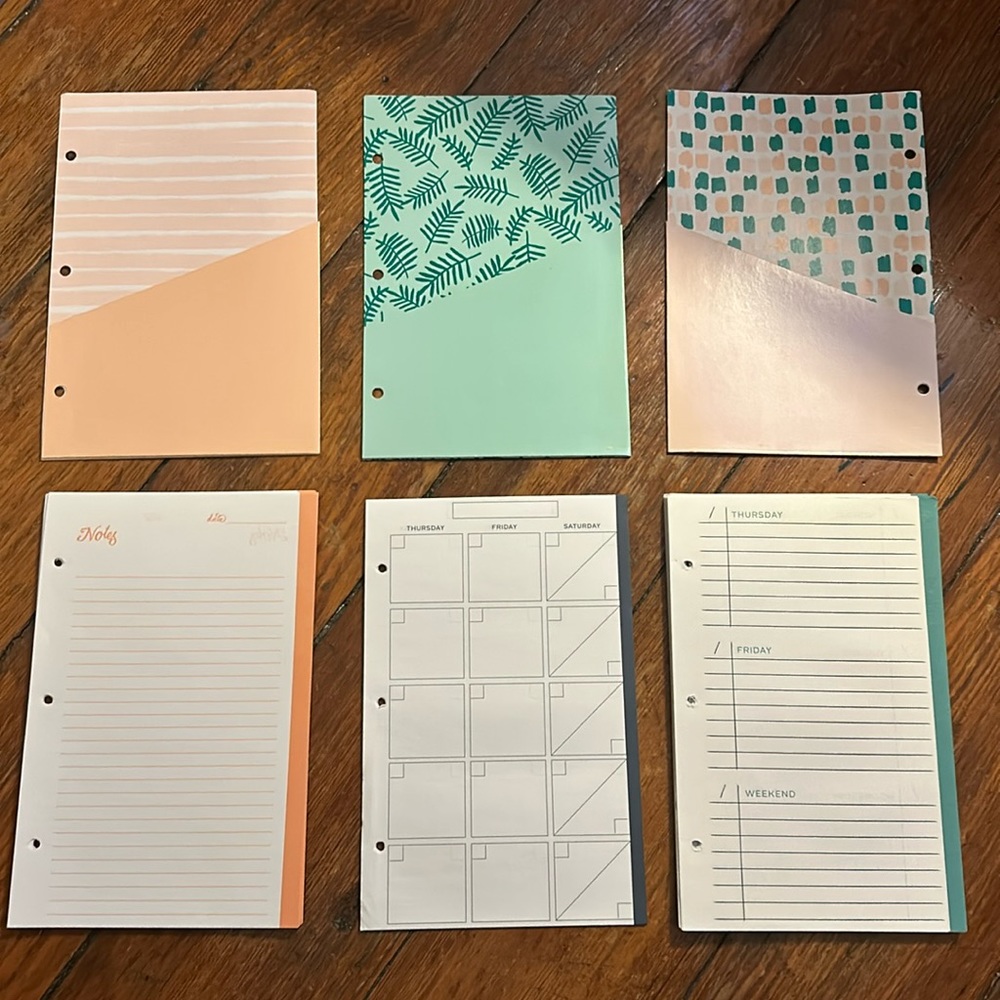 Loose Leaf Planner Set for 3-Ring Binder (pages 5.5”x8.5”)